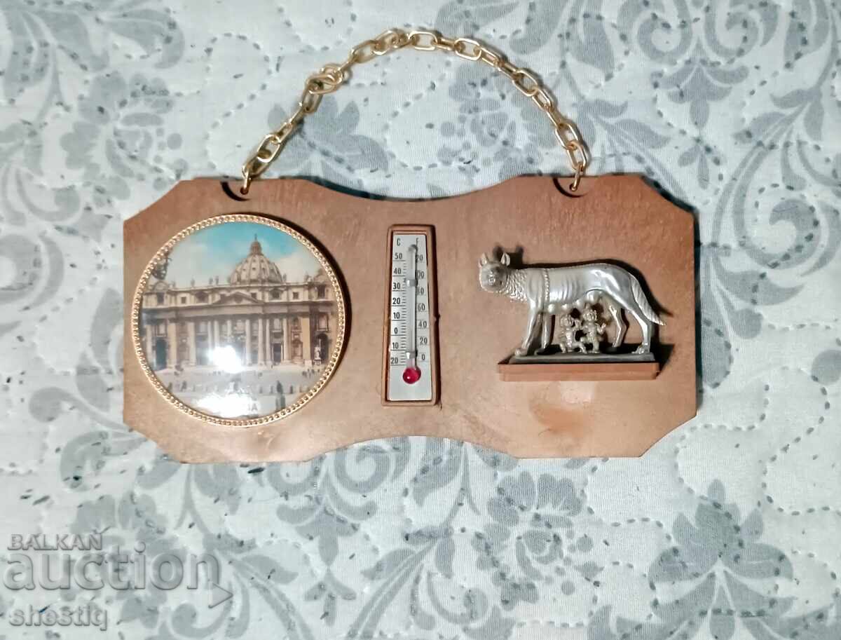 Termometru retro Roma Sfântul Petru și Lupoaica Capitolină Termometru retro Roma Sfântul Petru și Lupoaica Capitolină