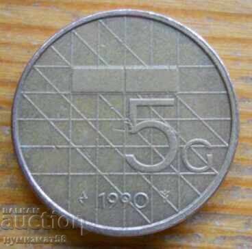 5 гулдена 1990 г. - Холандия