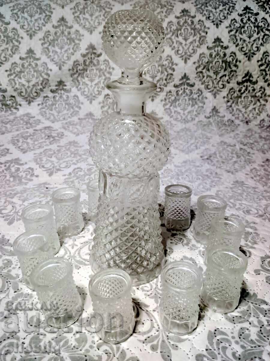 OBERGLAS Austria Service Set – Carafe + 12 Glasses! NEW/SOC RETRO/