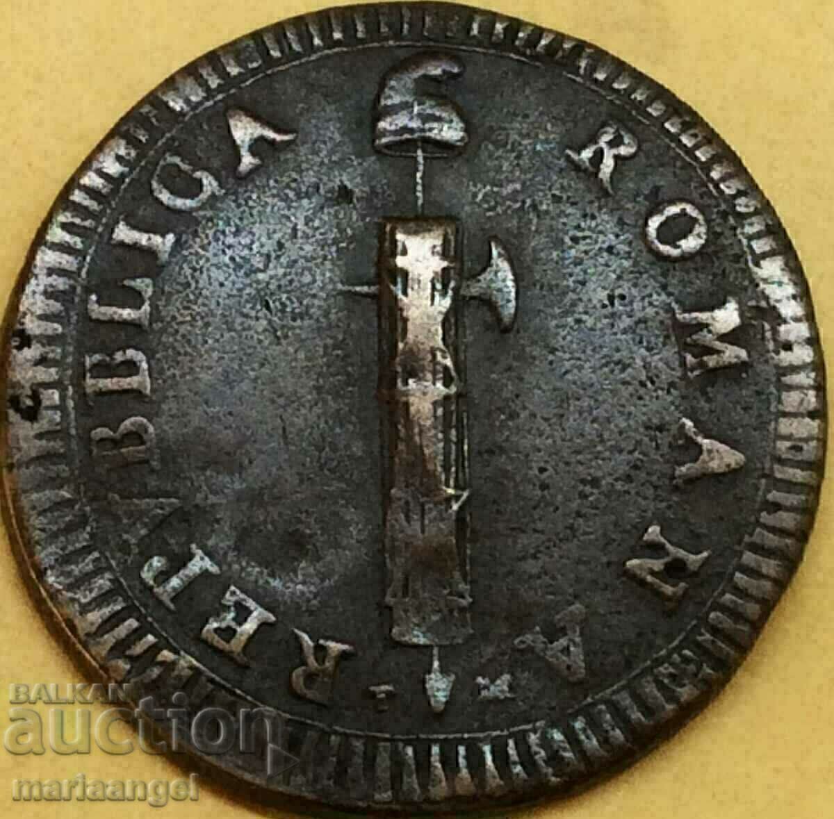 Auction  First Roman Republic 2 bayochi 1798 -1799 Vatican 35mm 19g