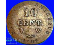 Наполеон 10 цента 1808 Германия коронация Вестфалия рядка