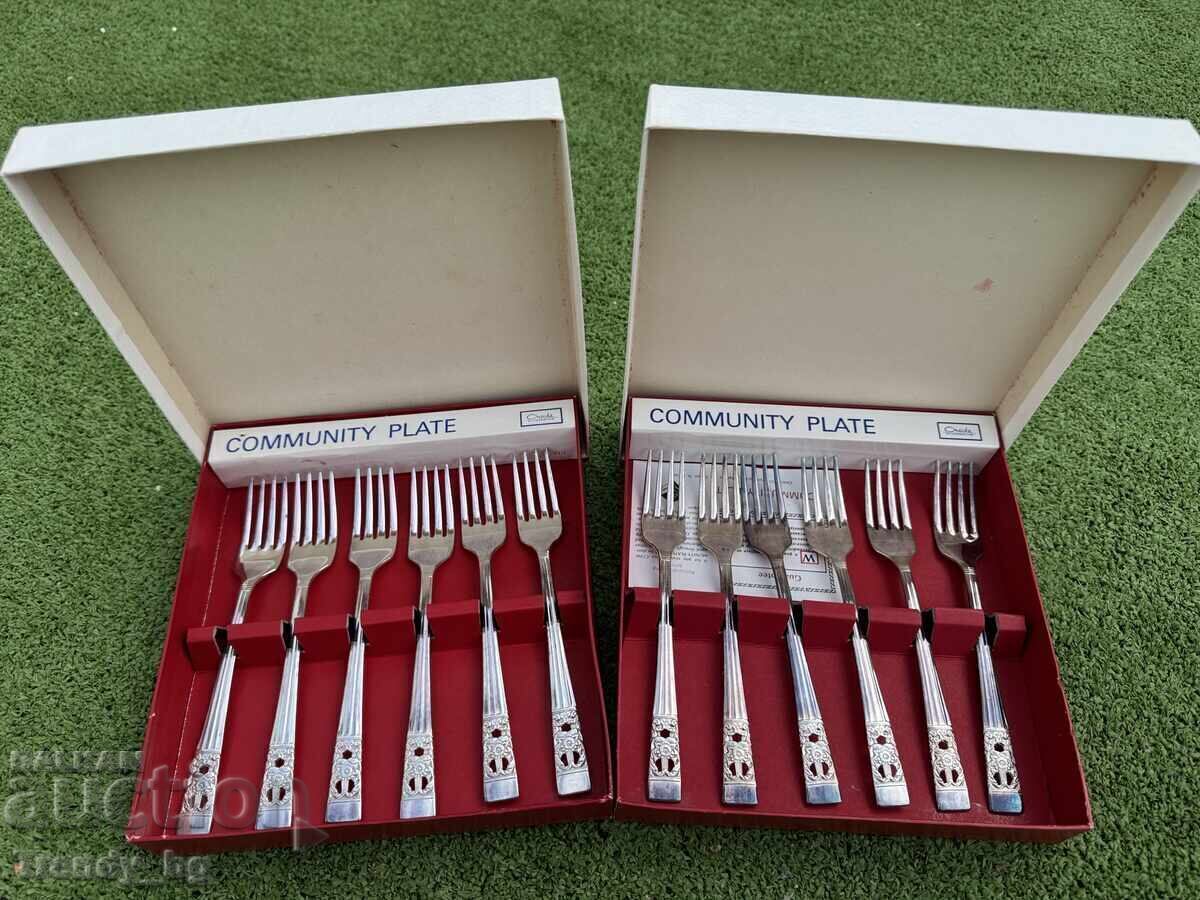 Furculițe de desert placate cu argint – Community Plate „Hampton Court”
