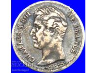 1/4 Franc 1829 France W - Lille Charles X Silver - Rare!