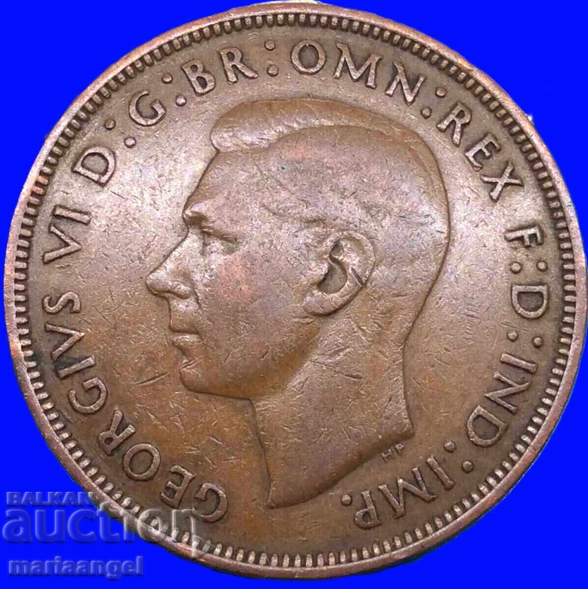 Marea Britanie 1 penny 1944 George VI 30mm bronz