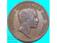 1 Kreuzer 1856 Baden Germania Prințul regent Friedrich