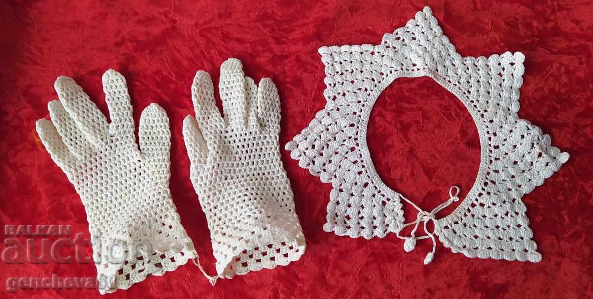 Κομψά γυναικεία γάντια και γιακάς/πλεκτά με βελονάκι Κομψά γυναικεία γάντια και γιακάς/πλεκτά με βελονάκι