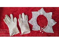 Елегантни дамски ръкавици и якичка/плетени на една кука