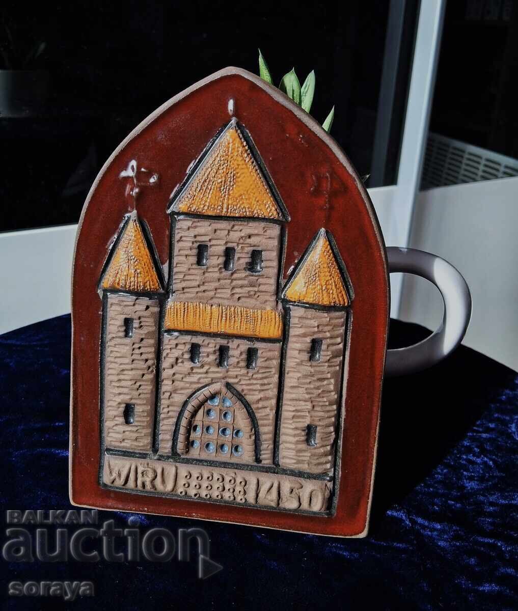 Стар глинен арт замък, чудесна изработка, за стена - 5