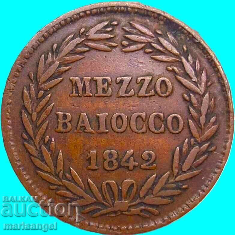 1/2 байоко 1842 Ватикан Григори XVI медна - 7