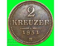 2 Kreuzers 1852 Austria 11g cupru - rar!!!