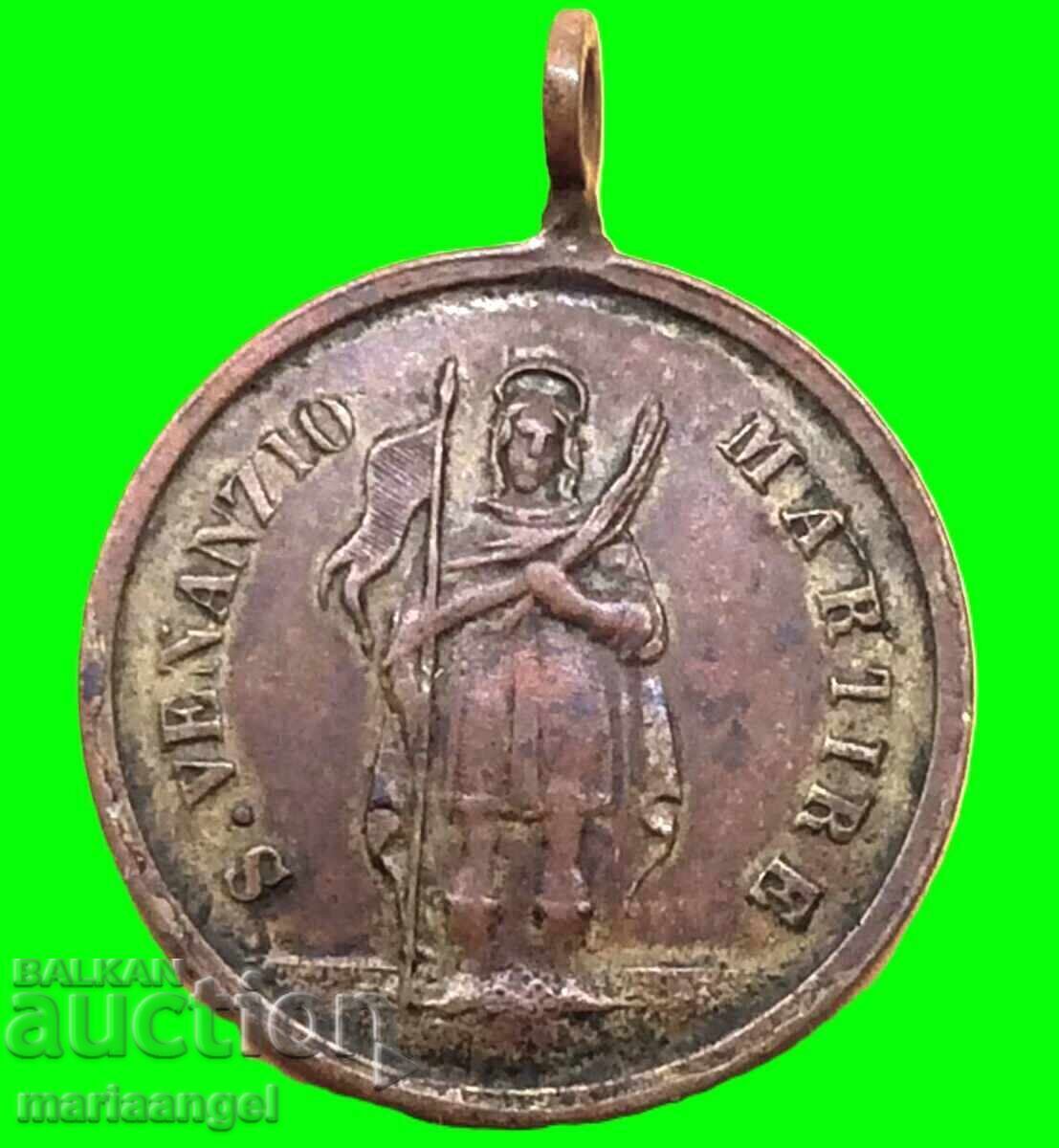 Delivery of Italy medal St. Venantius with martyr pilgrim