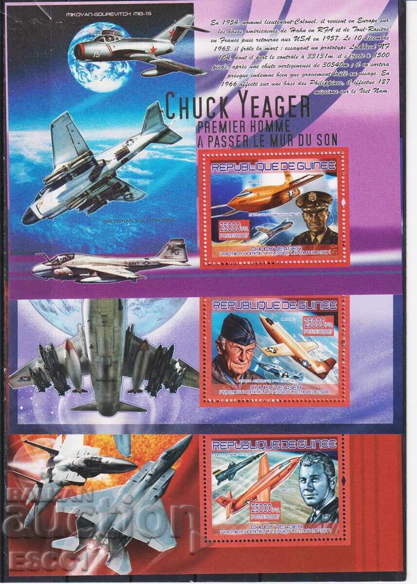 Blocuri neștampilate Aviație Avioane Chuck Yeager 2007 din Guineea