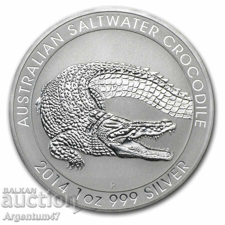 СРЕБРО 1 OZ 2014 АВСТРАЛИЯ - КРОКОДИЛ СРЕБРО 1 OZ 2014 АВСТРАЛИЯ - КРОКОДИЛ