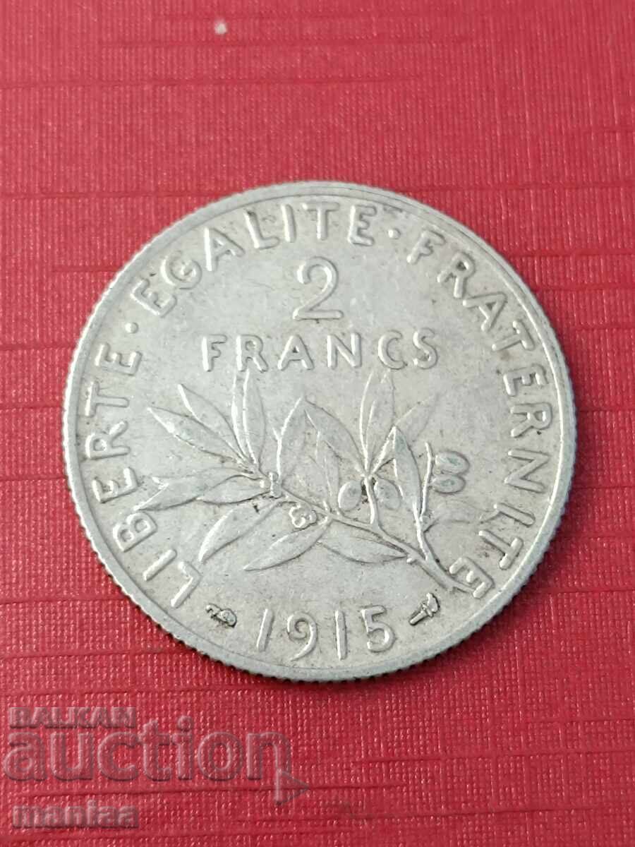 Licitație 2 franci 1915. Argint!