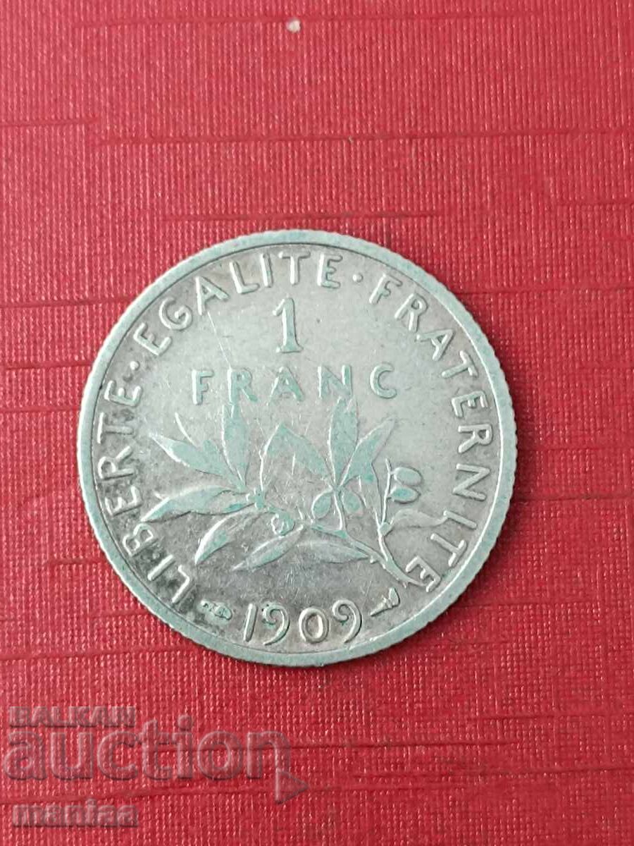 1 franc 1909. Argint!