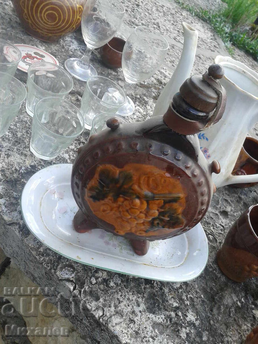 carafe ploscă cești ceramică sticlă porțelan oale de lut - 5