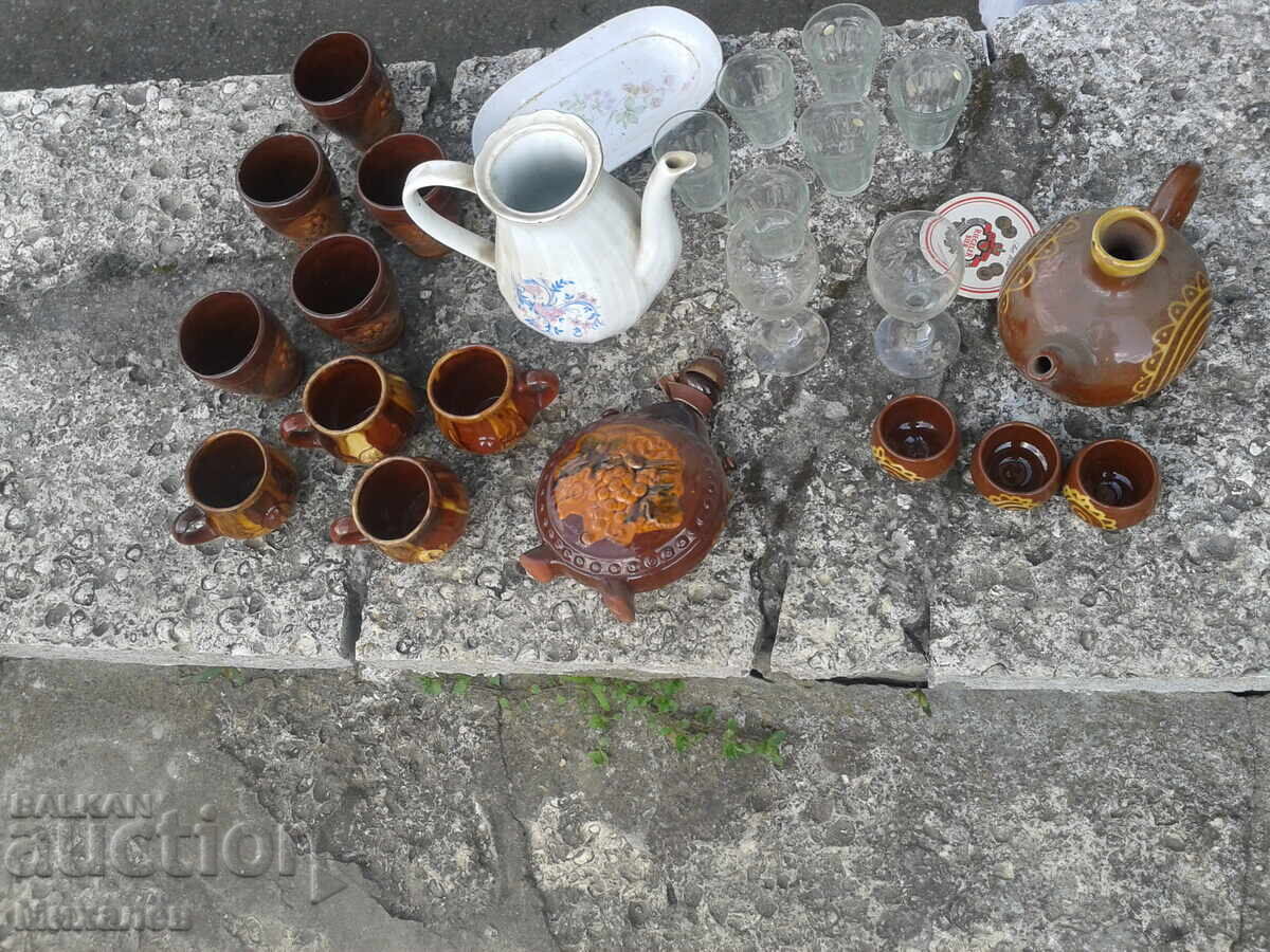 carafe ploscă cești ceramică sticlă porțelan oale de lut