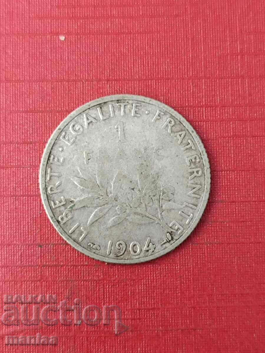 1 franc 1904. Argint! cu preț € 20.00 | 39.12 BGN 1 franc 1904. Argint! cu preț € 20.00 | 39.12 BGN