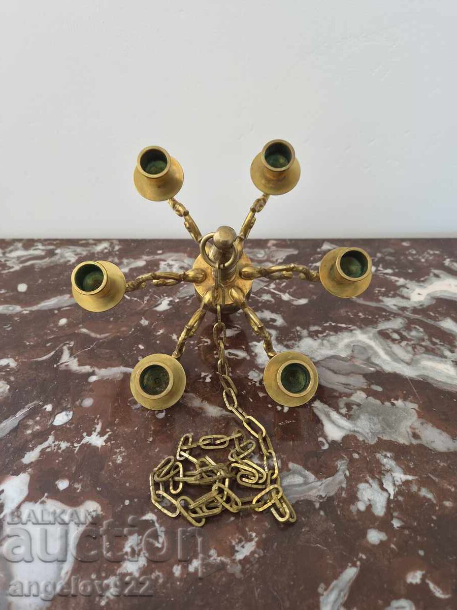 Ογκώδες κρεμαστό μπρούτζινο κηροπήγιο!!! - 7