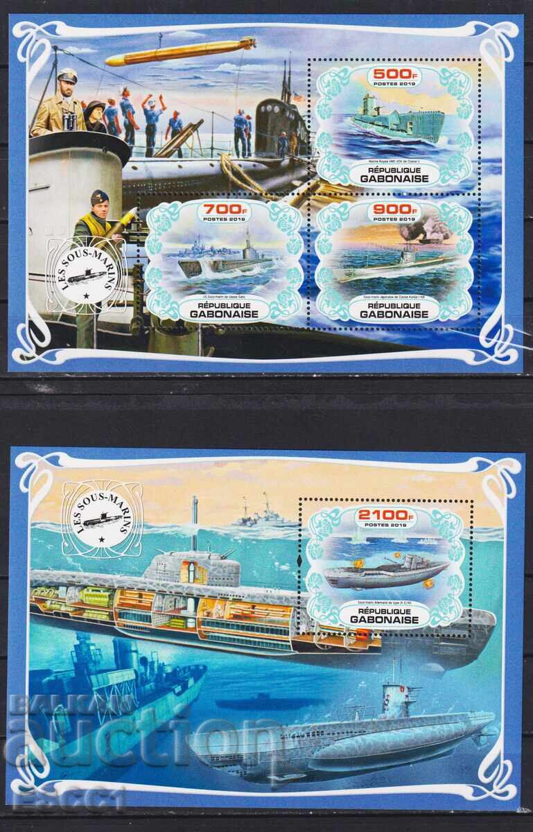 Чисти блокове Подводници Кораби 2019 от Габон Чисти блокове Подводници Кораби 2019 от Габон