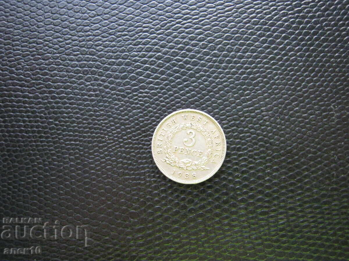 Br. West Africa 3 pence 1938 VF