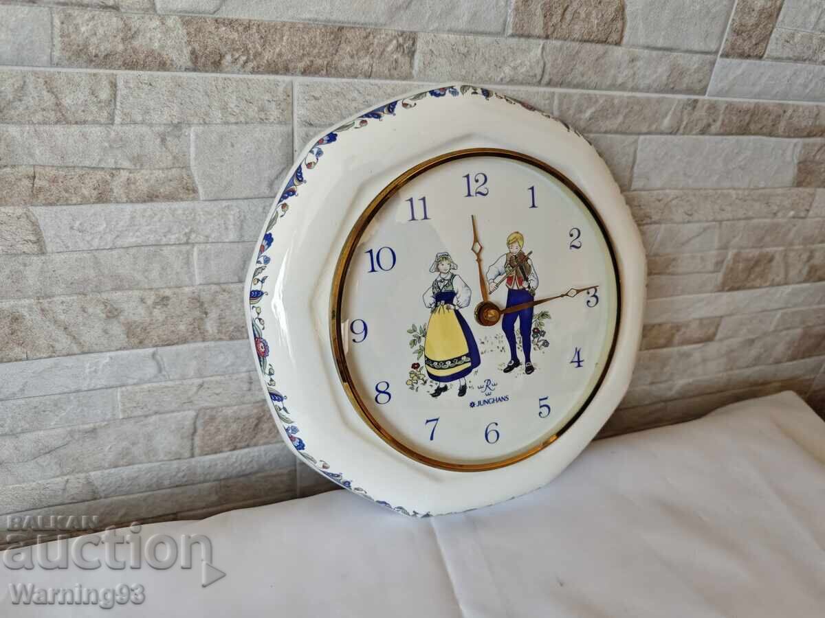 Auction Porcelain German wall clock - Junghans - 1980 Auction Porcelain German wall clock - Junghans - 1980
