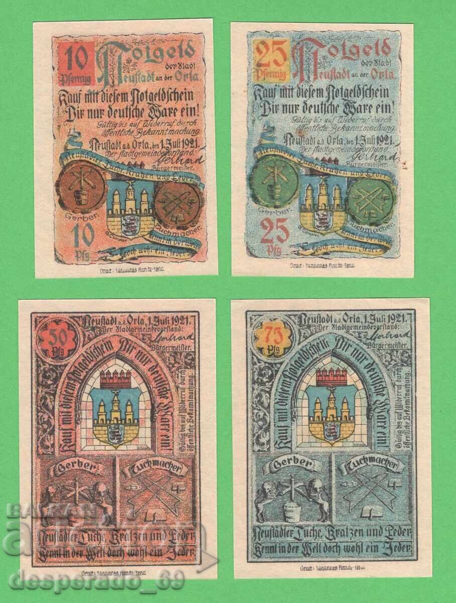 (¯`'•.¸NOTGELD (orașul Neustadt) 1921 UNC -4 buc. bancnote¸.•'´¯) cu preț € 5.10 | 9.97 BGN