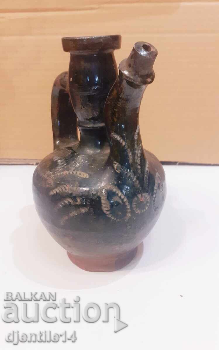 Cană din ceramică, semnată, veche - 6