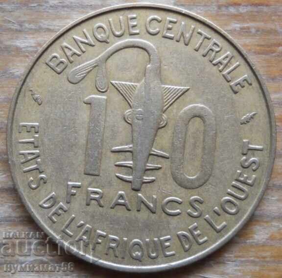 10 franci 1986 - Africa de Vest cu preț € 1.60 | 3.13 BGN