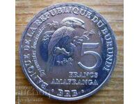 5 franci 2014 - Burundi (seria păsări)