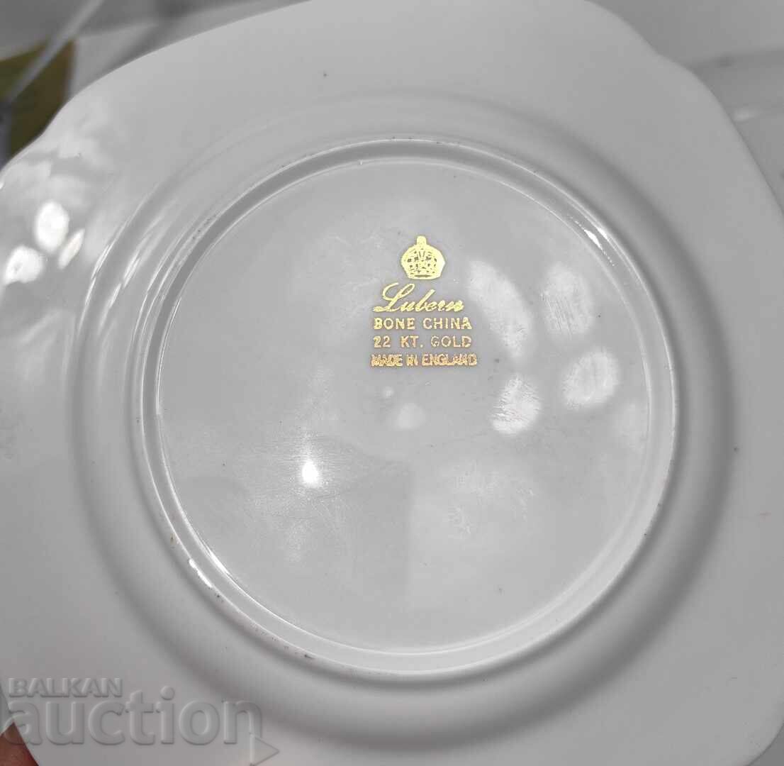 SET CEȘTI CU FARFURIOARE PORȚELAN 22 CARATE AUR LUBERN BONE CHINA - 7