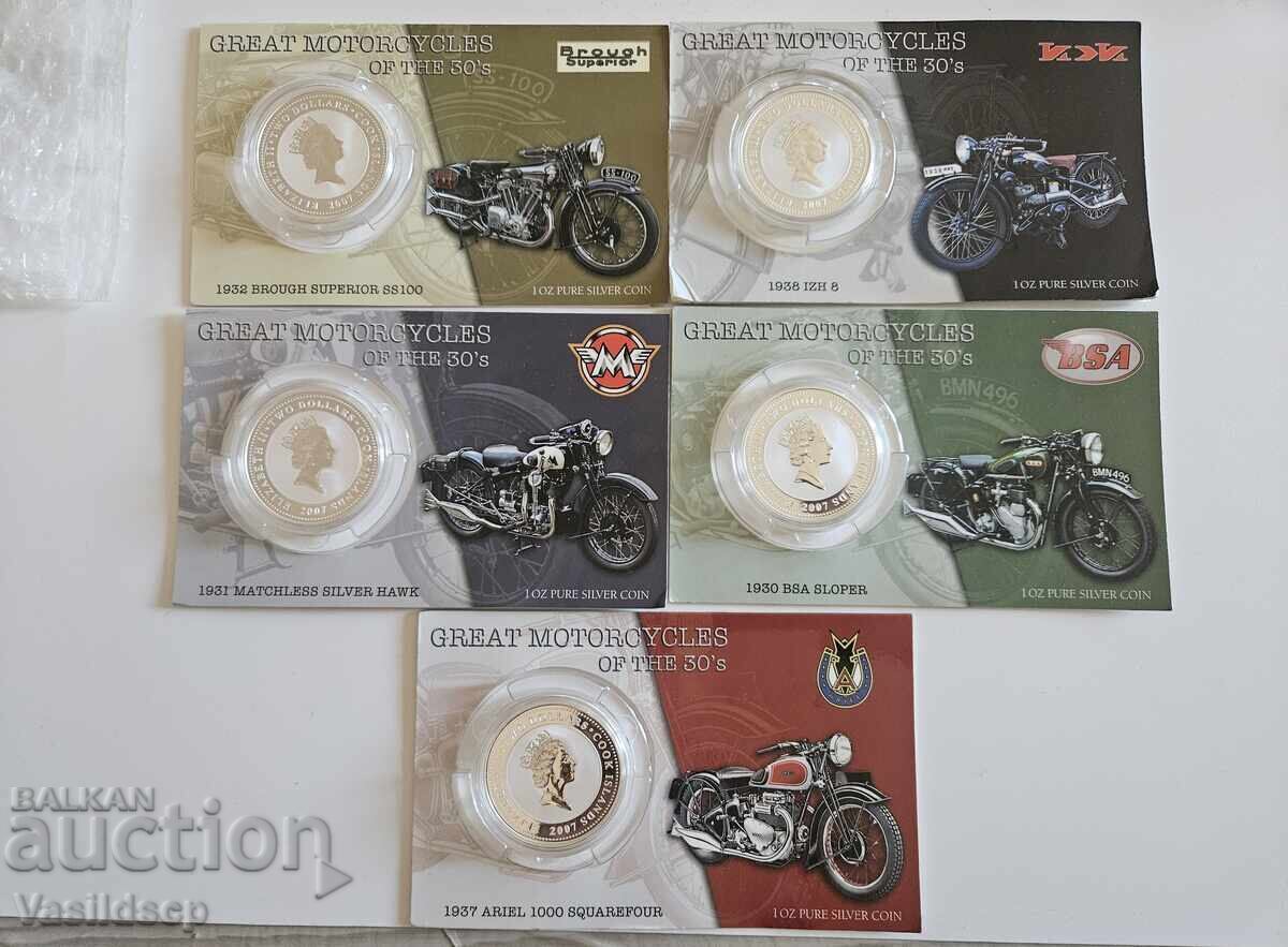 Ασήμι. Παρτίδα 5 x 1 oz, Νήσοι Κουκ, 2007