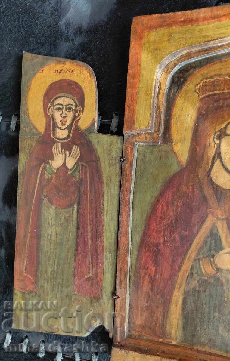 Livrarea Veche icoană de casă pictată triptic școală de Tărnovo secolul al XIX-lea Livrarea Veche icoană de casă pictată triptic școală de Tărnovo secolul al XIX-lea