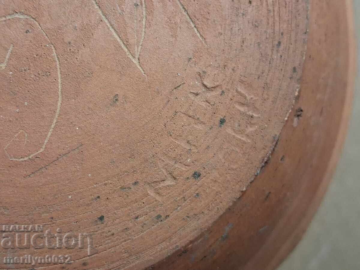 Bol vechi din lut, ceramică, farfurie ceramică de Troian - 7