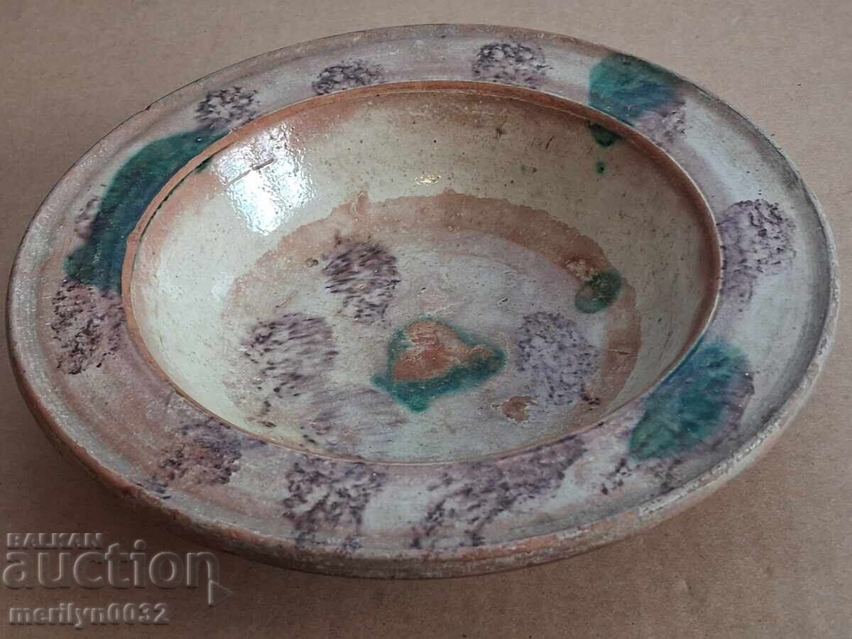 Oală veche de lut, ceramică, farfurie - 5