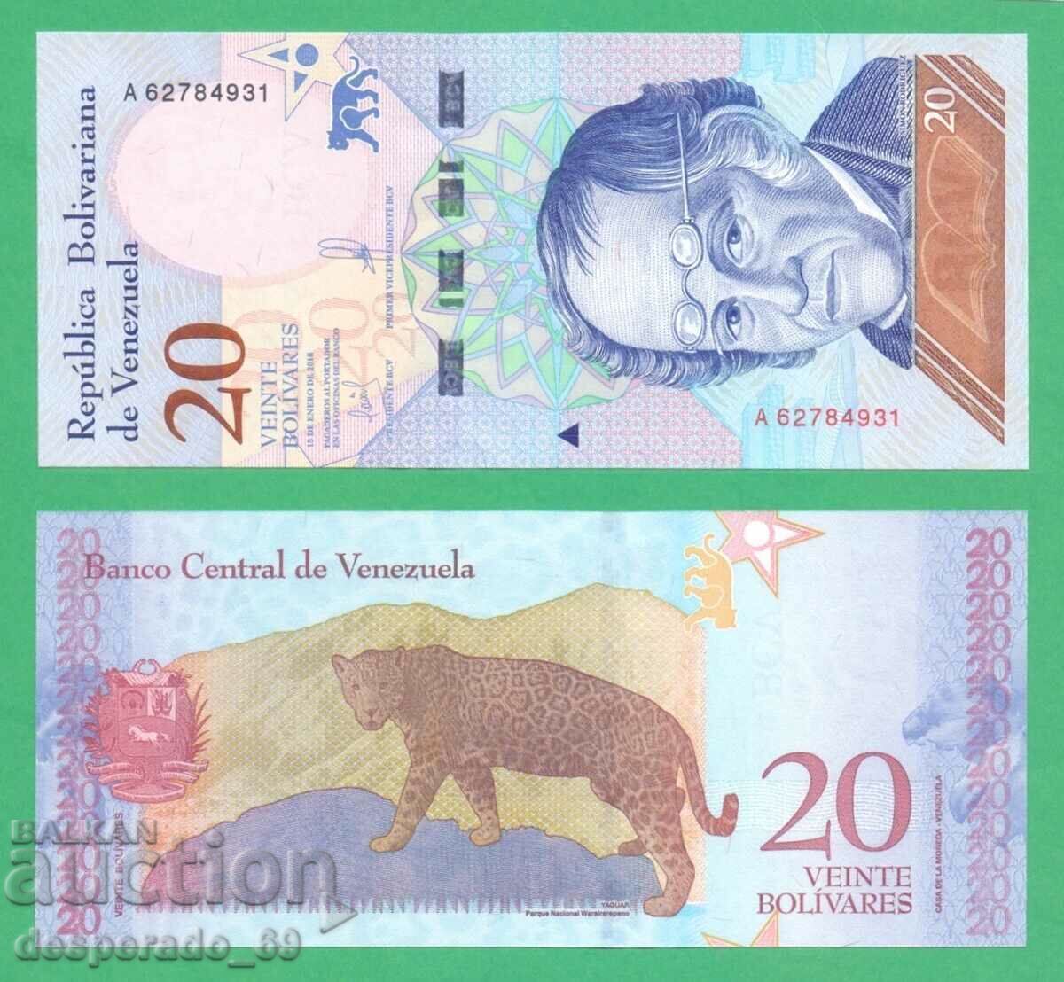 (¯`'•.¸ VENEZUELA 20 bolívares 2018 UNC ¸.•'´¯)