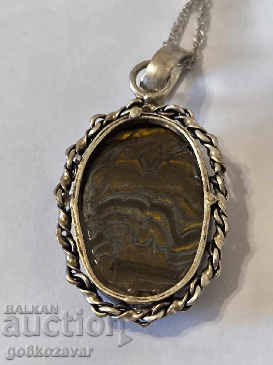 Licitație Superb colier de damă din argint 925 cu Ochi de tigru! Licitație Superb colier de damă din argint 925 cu Ochi de tigru!