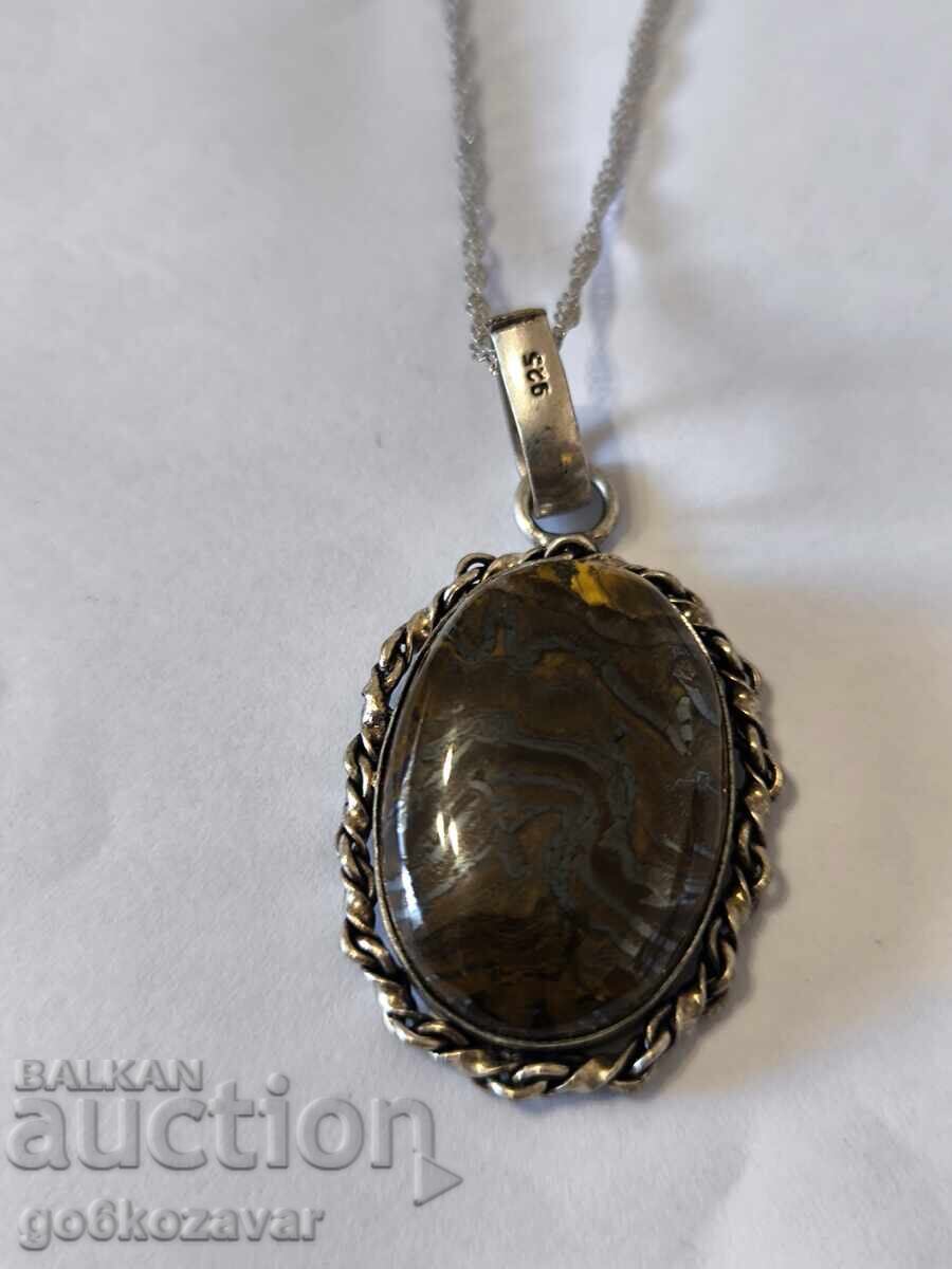 Superb colier de damă din argint 925 cu Ochi de tigru! - 5 Superb colier de damă din argint 925 cu Ochi de tigru! - 5