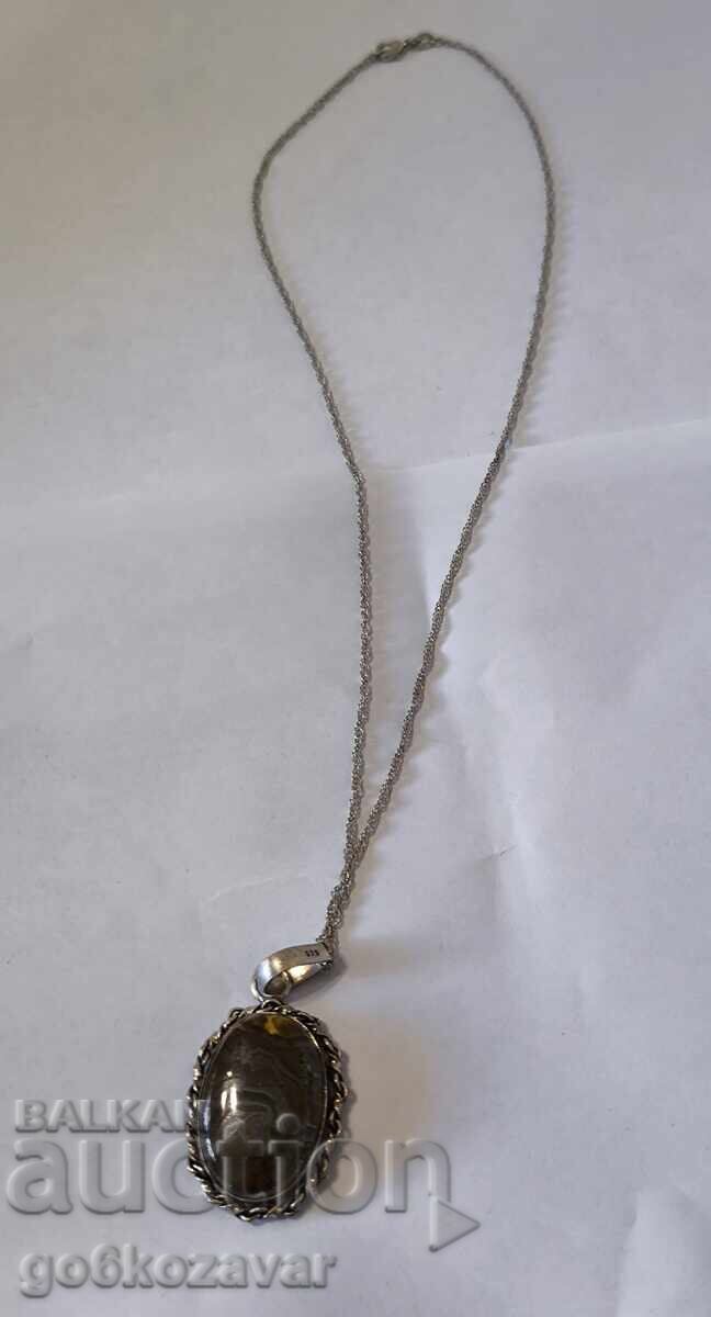 Superb colier de damă din argint 925 cu Ochi de tigru! Superb colier de damă din argint 925 cu Ochi de tigru!