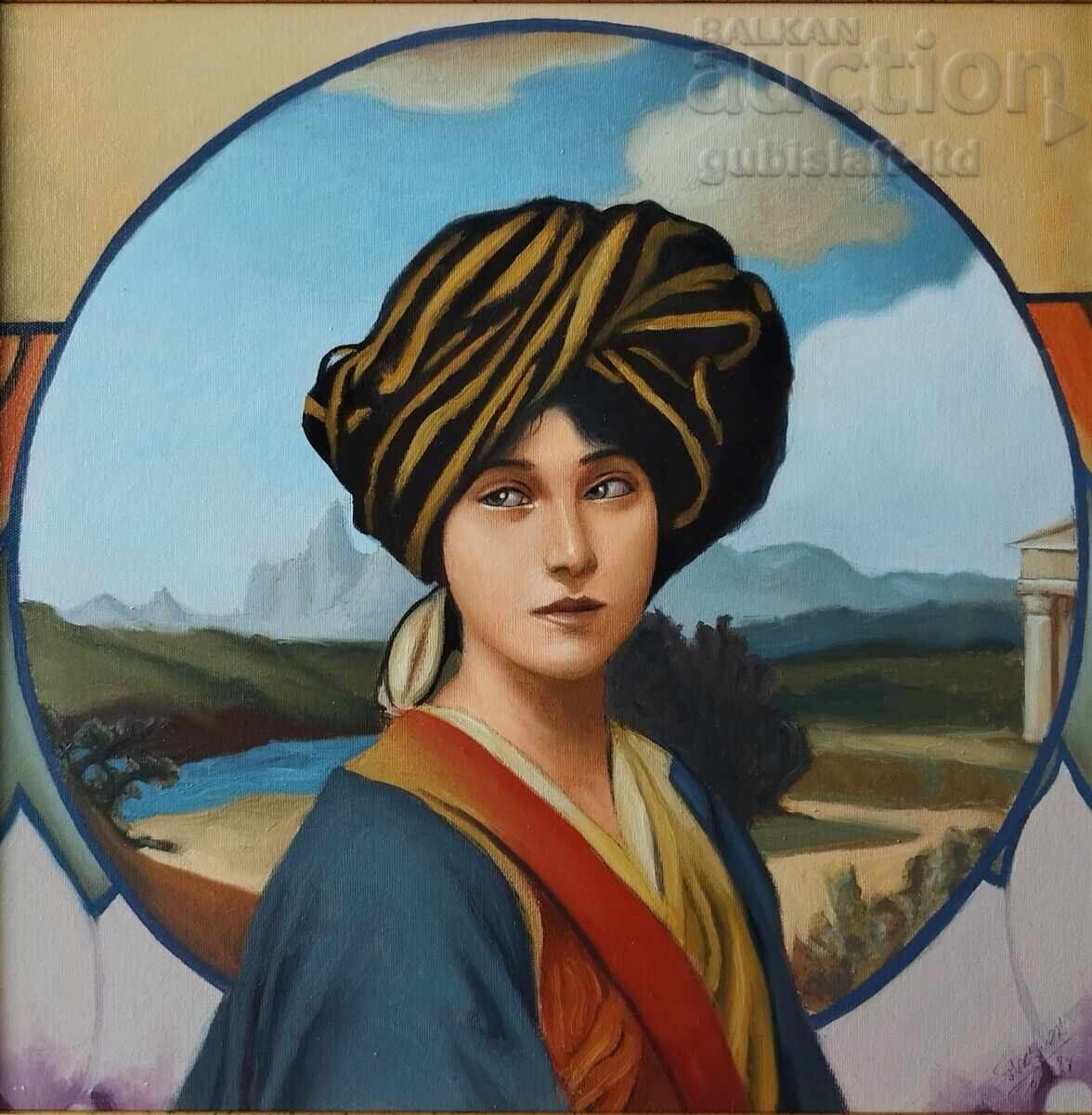 Tablou "Fată cu eșarfă", pictor Pl. Ovcharov, 2023 cu preț € 400.00 | 782.33 BGN Tablou "Fată cu eșarfă", pictor Pl. Ovcharov, 2023 cu preț € 400.00 | 782.33 BGN