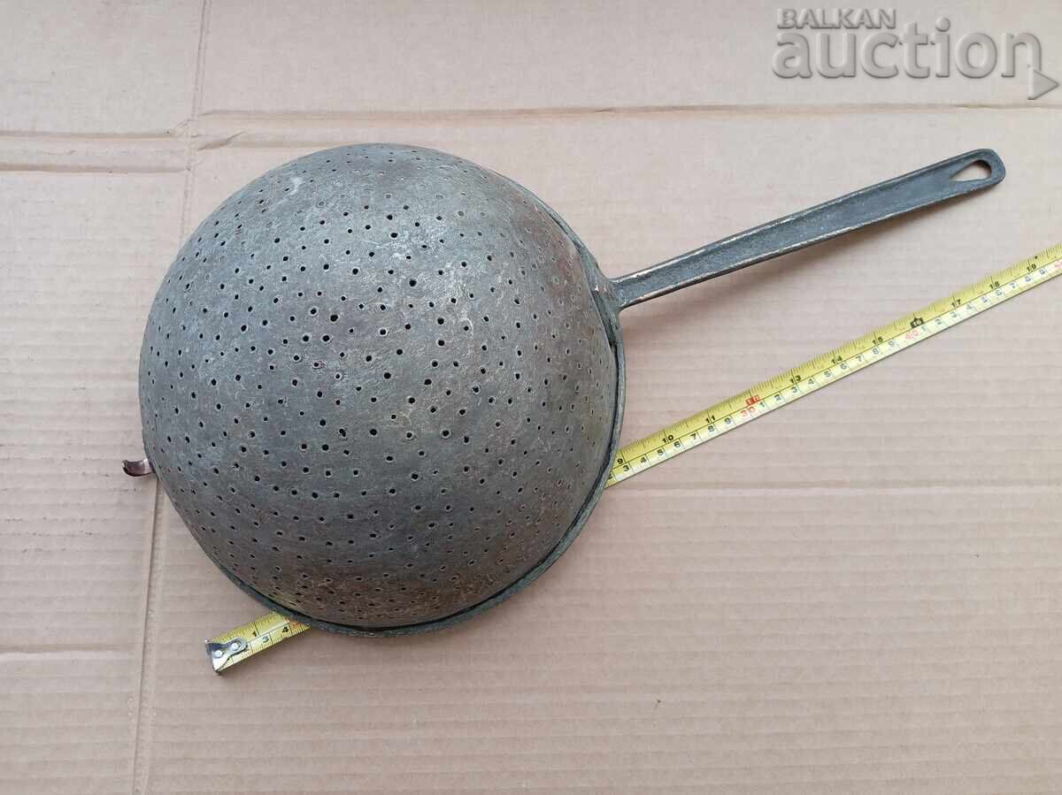 mare strecurătoare veche din cupru vas de aramă sită - 5