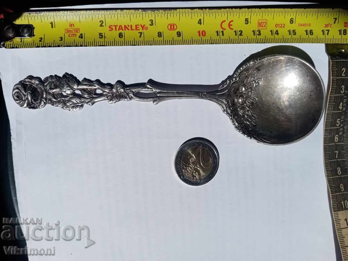 Licitație Lingură veche din argint germană mare, pentru înghețată, cremă