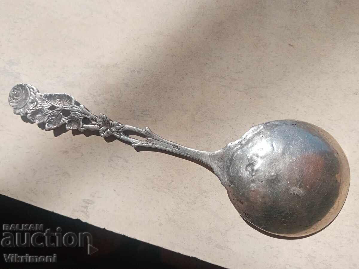 Lingură veche din argint germană mare, pentru înghețată, cremă - 6