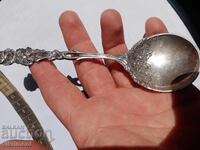 Lingură veche din argint germană mare, pentru înghețată, cremă