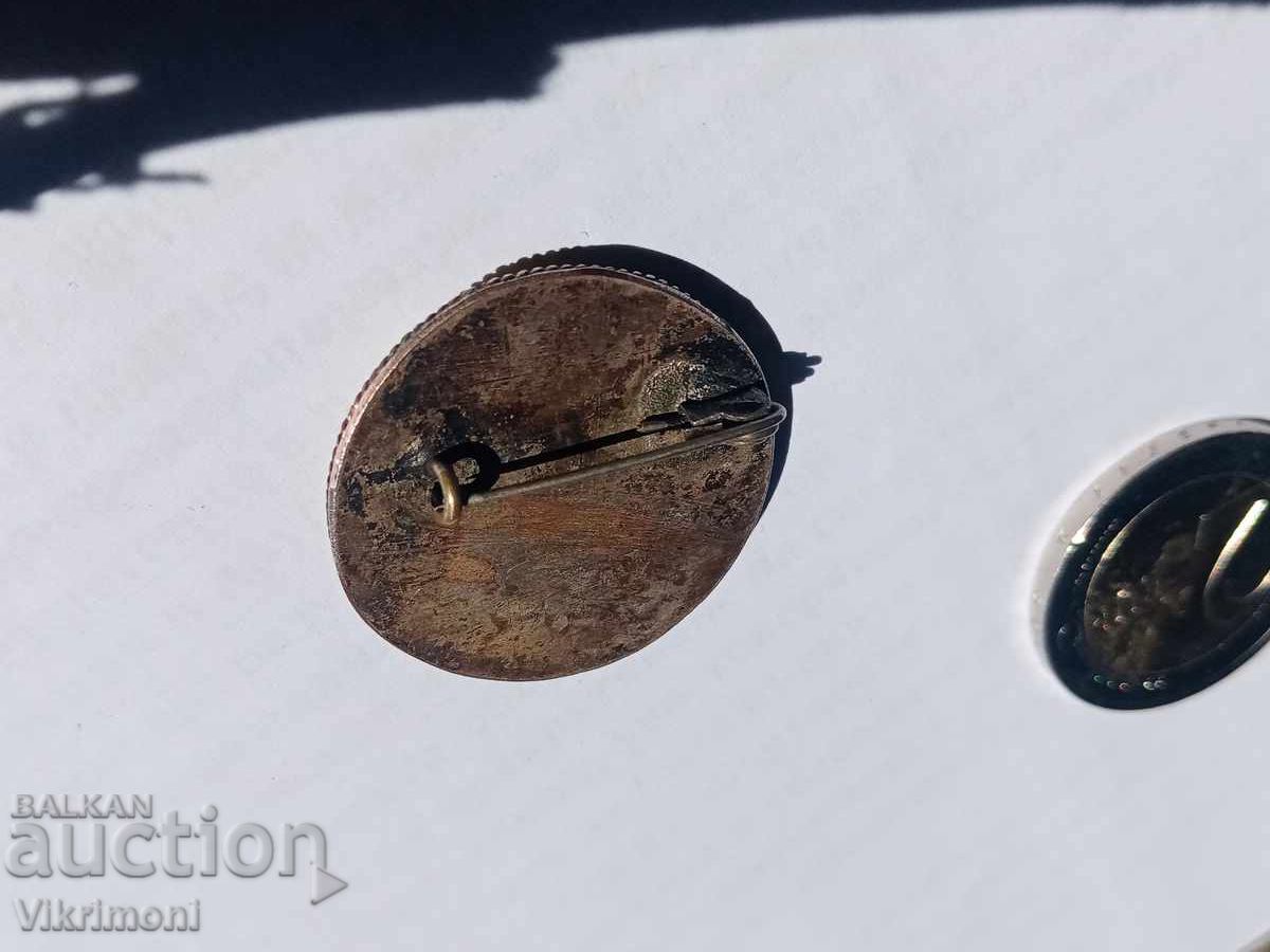 Παλιά καρφίτσα με μωσαϊκό, vintage φλοράλ θέμα - 6