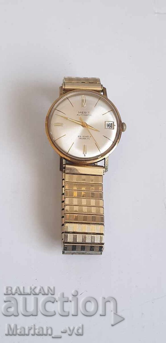 Доставка на Позлатен мъжки механичен часовник Merit Доставка на Позлатен мъжки механичен часовник Merit