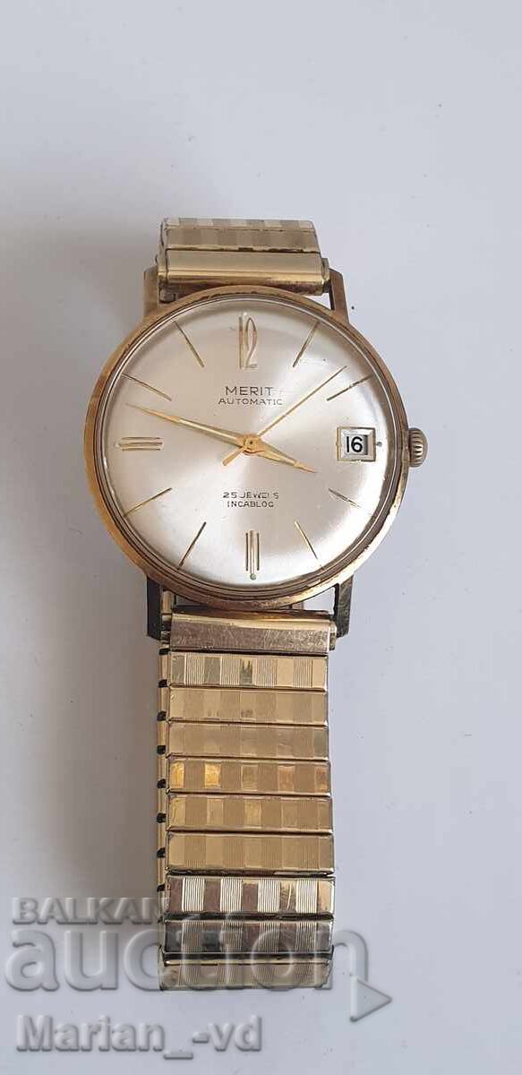 Позлатен мъжки механичен часовник Merit Позлатен мъжки механичен часовник Merit