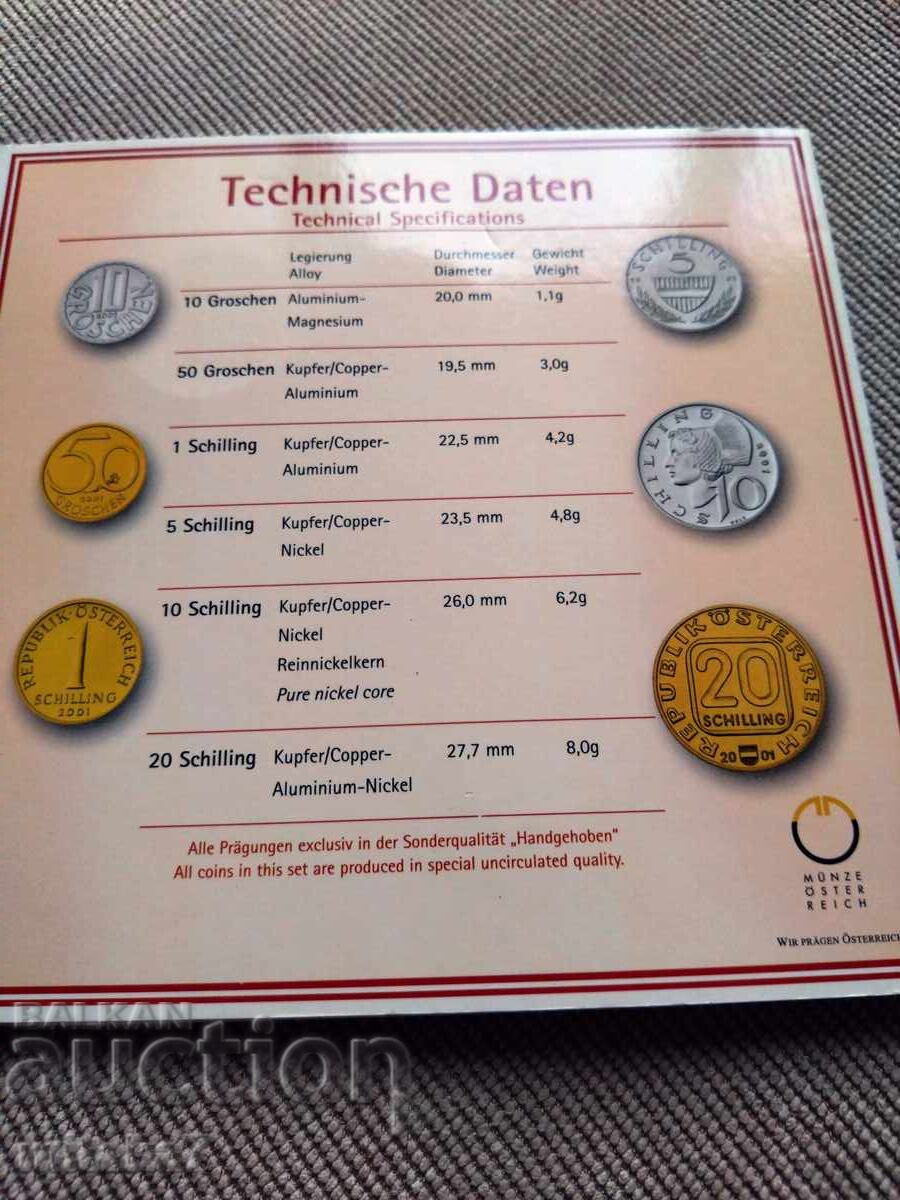 Сет монети 2001 година, Австрия - 6