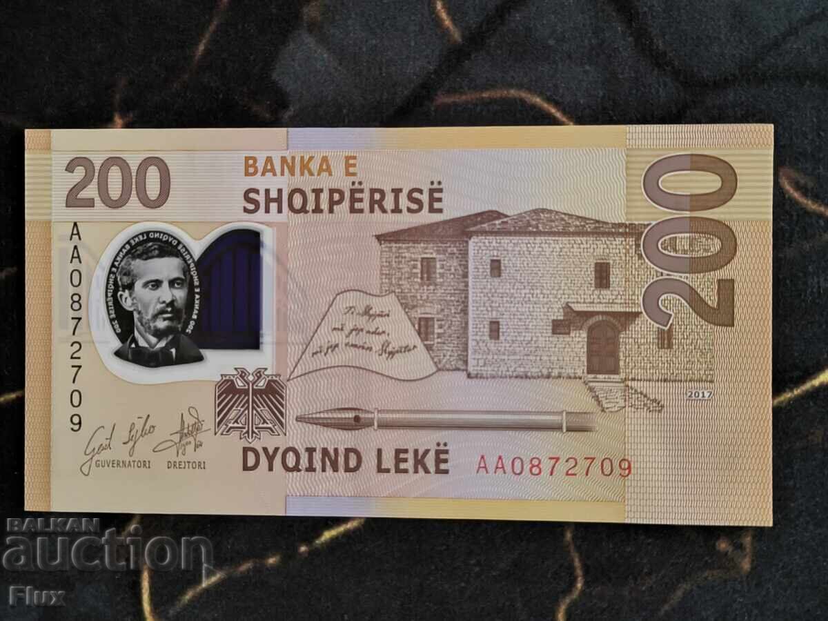 Bancnotă - Albania - 200 leke UNC | 2017 cu preț € 6.00 | 11.73 BGN