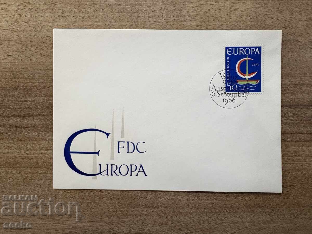 Liechtenstein - Plic prima zi - Marcă EUROPA (1966) Liechtenstein - Plic prima zi - Marcă EUROPA (1966)
